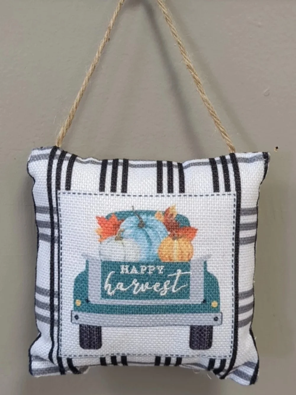 Happy Harvest Truck Pillow Ornament Fall Autumn